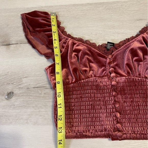 Forever 21 Velour Crop Boho Top, Size S, Burgundy - Picture 8 of 10